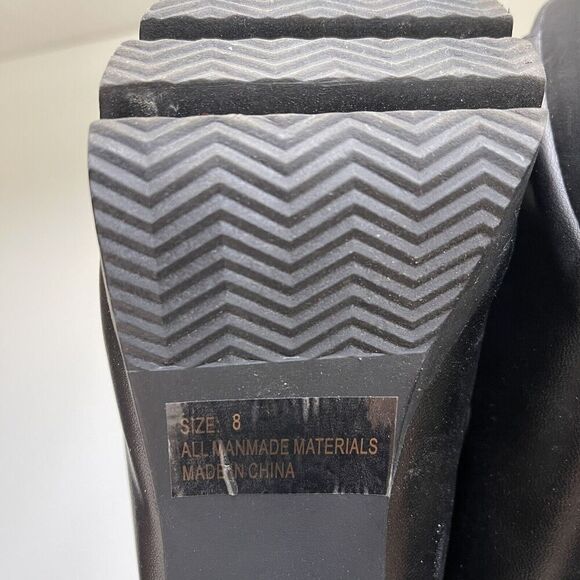 Qupid Y2K Peep Toe Chunky Platform Heeled Sandals Whimsygoth Grunge Black Sz 8 - Picture 10 of 10